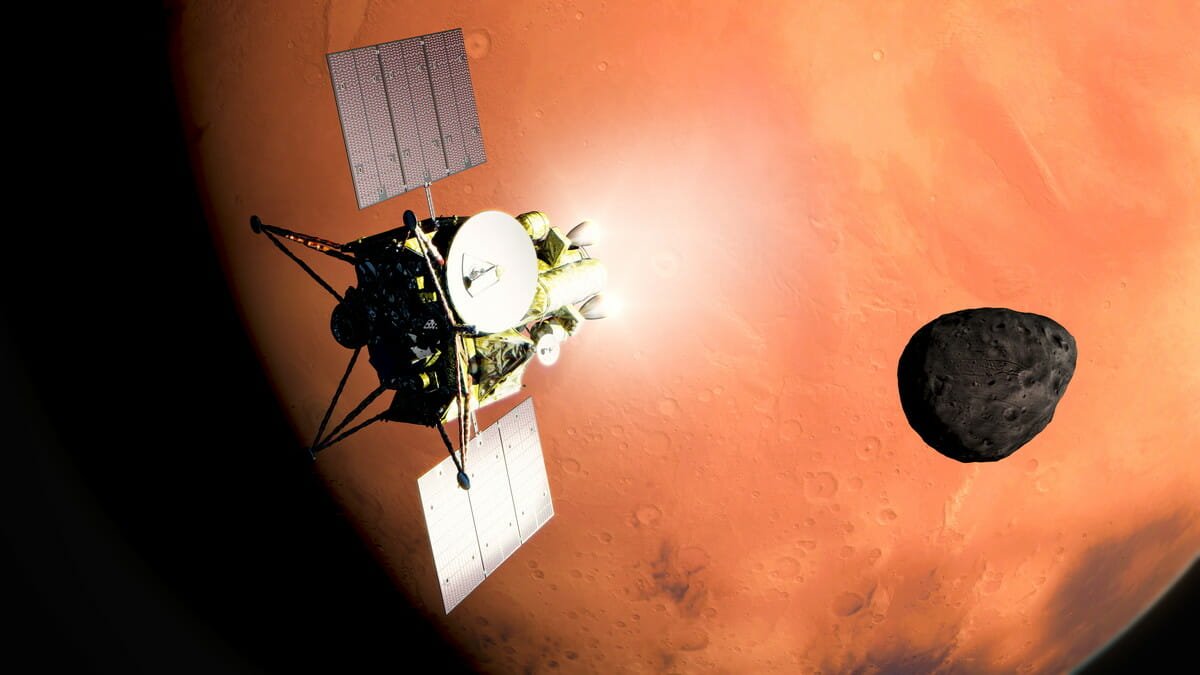火星に到着したMMX探査機の想像図