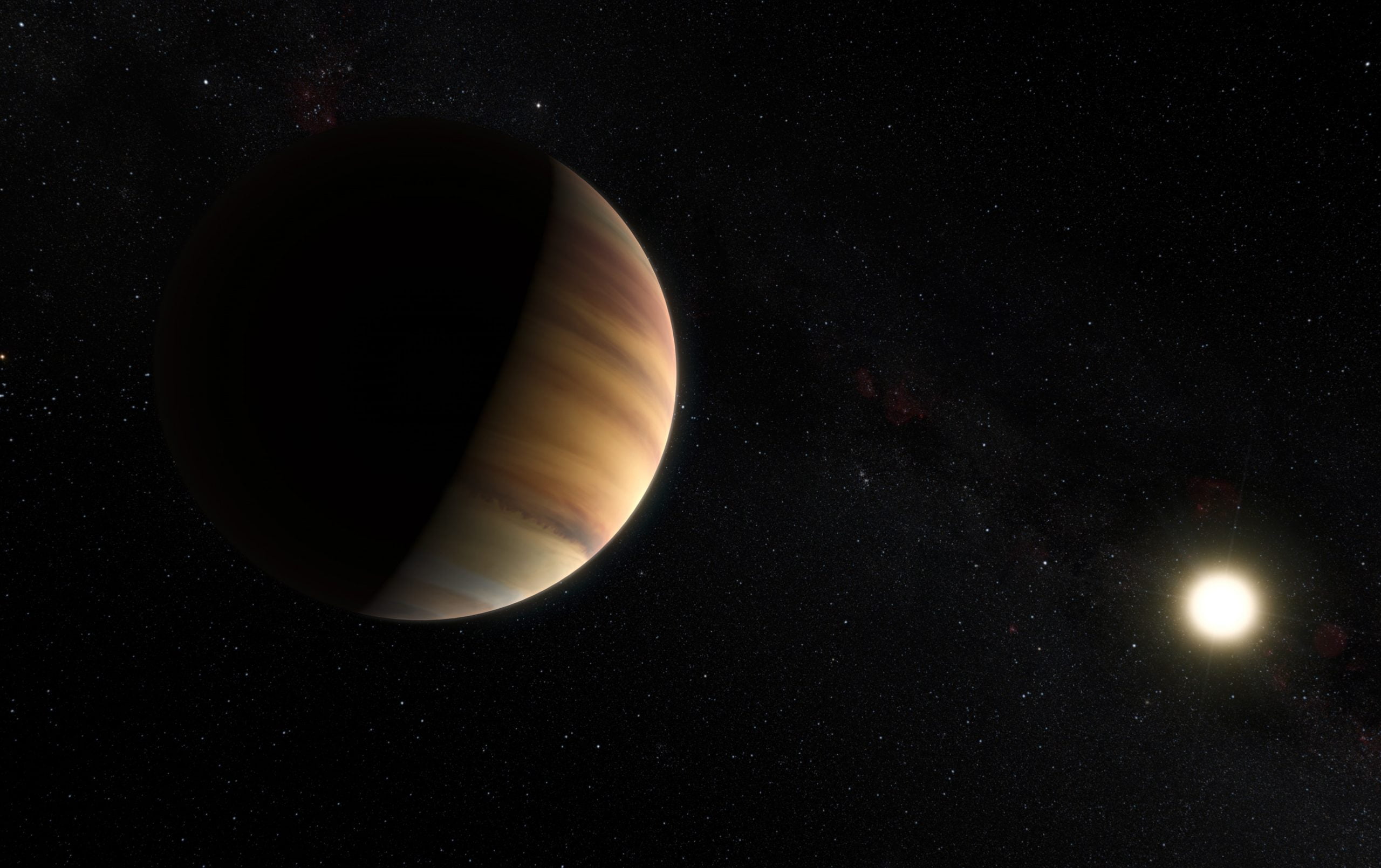 系外惑星「ペガスス座51番星b」（左）を描いた想像図