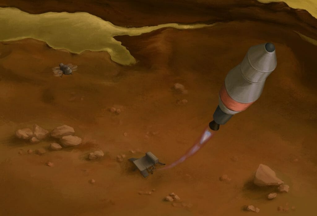 タイタンからサンプルを持ち帰る帰還機の想像図