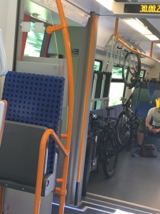 これはインゴールシュタットに行ったときに乗った電車（＝ドイツ鉄道）の中にあった 自転車置き場です