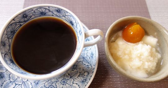 コーヒー　金柑麹ヨーグルト