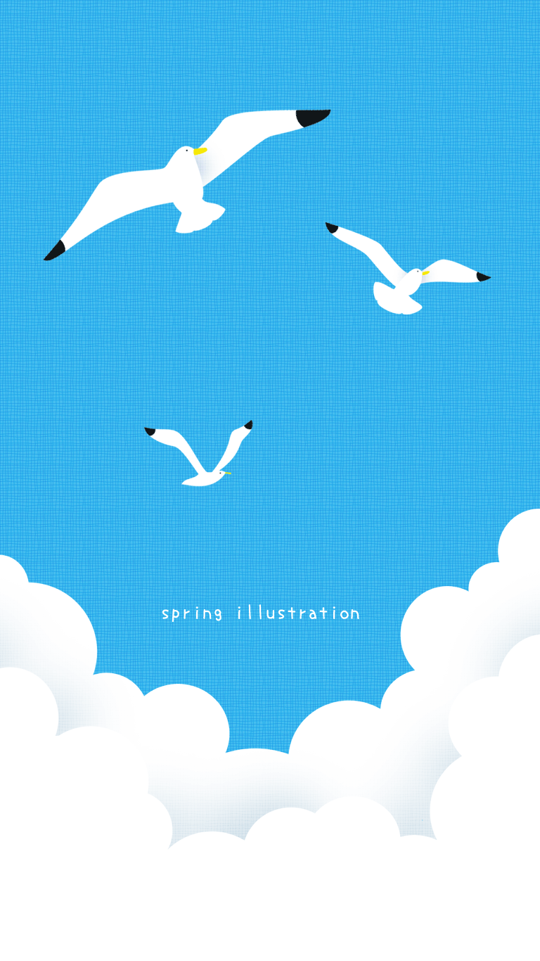 カモメ Spring Illustration シンプルでかわいいイラストのスマホ壁紙 スマホ待ち受け
